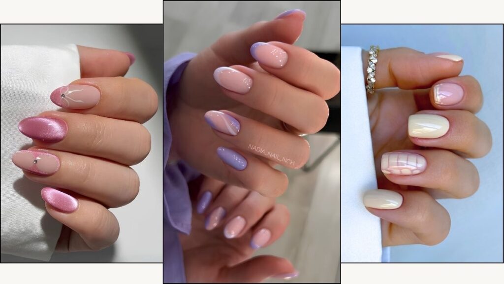 A collage of april nail designs