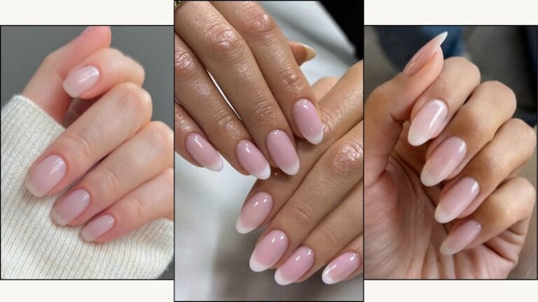 A collage of Invisible French nails
