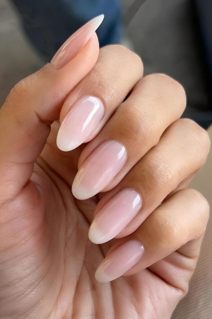 Milky almond French mani