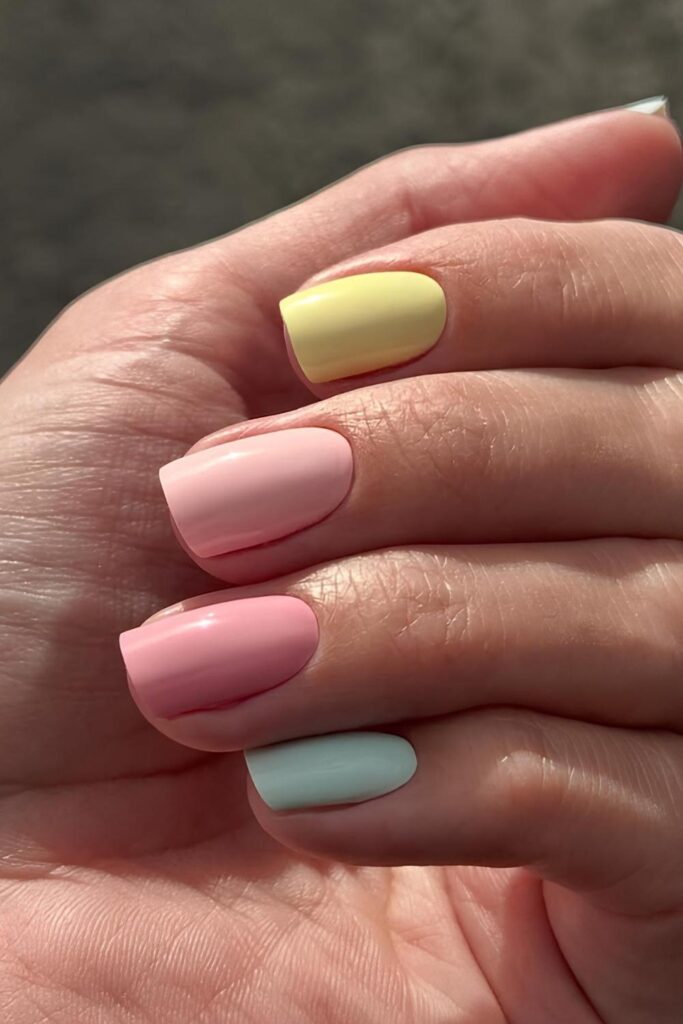 Pastel skittle nails