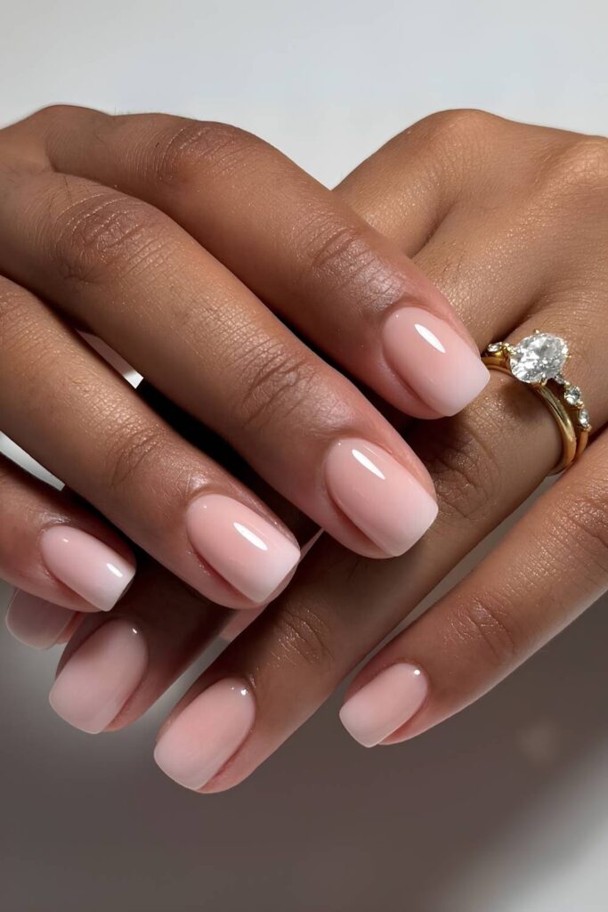 Pink to white ombre mani