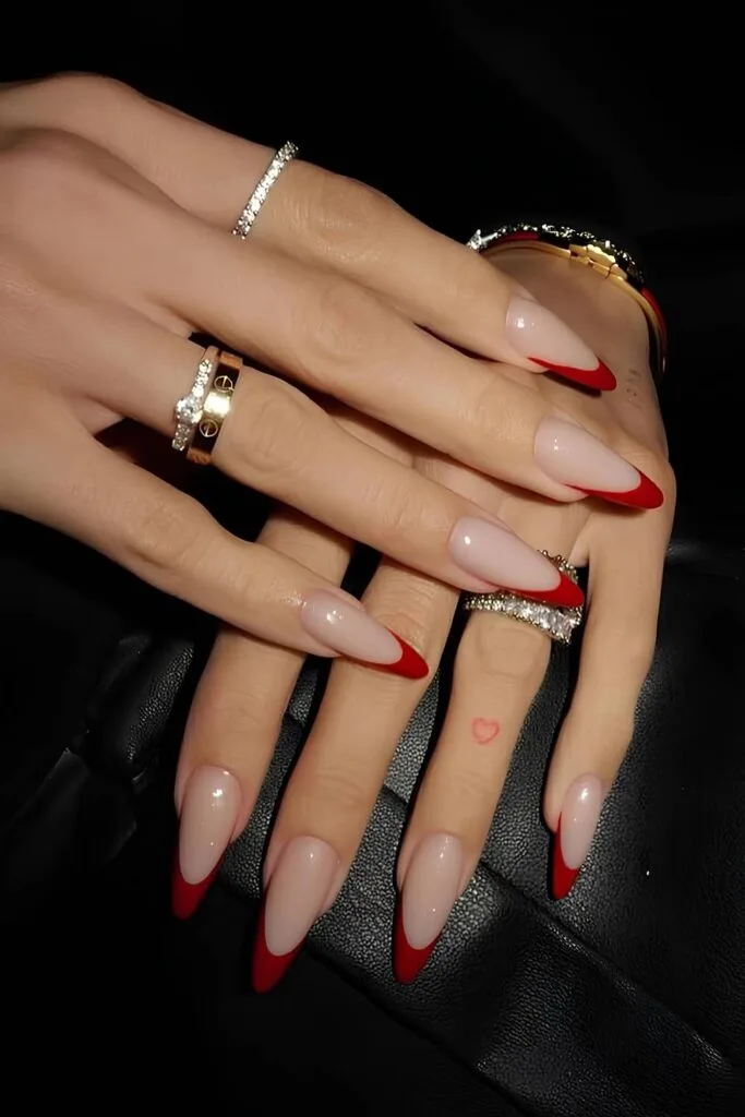 Red French nails