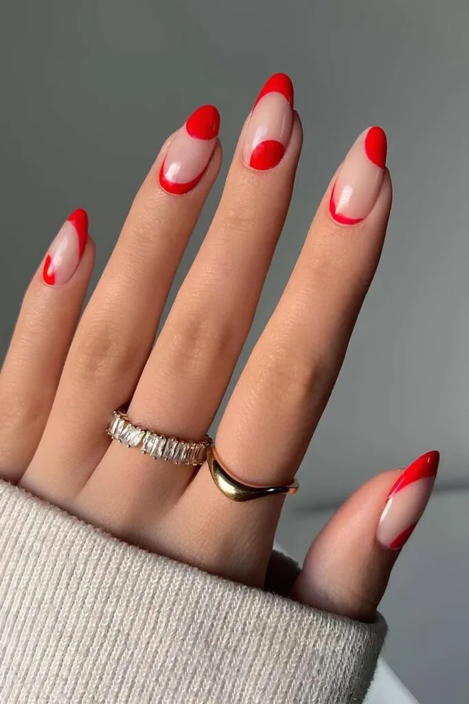 Red negative space nails