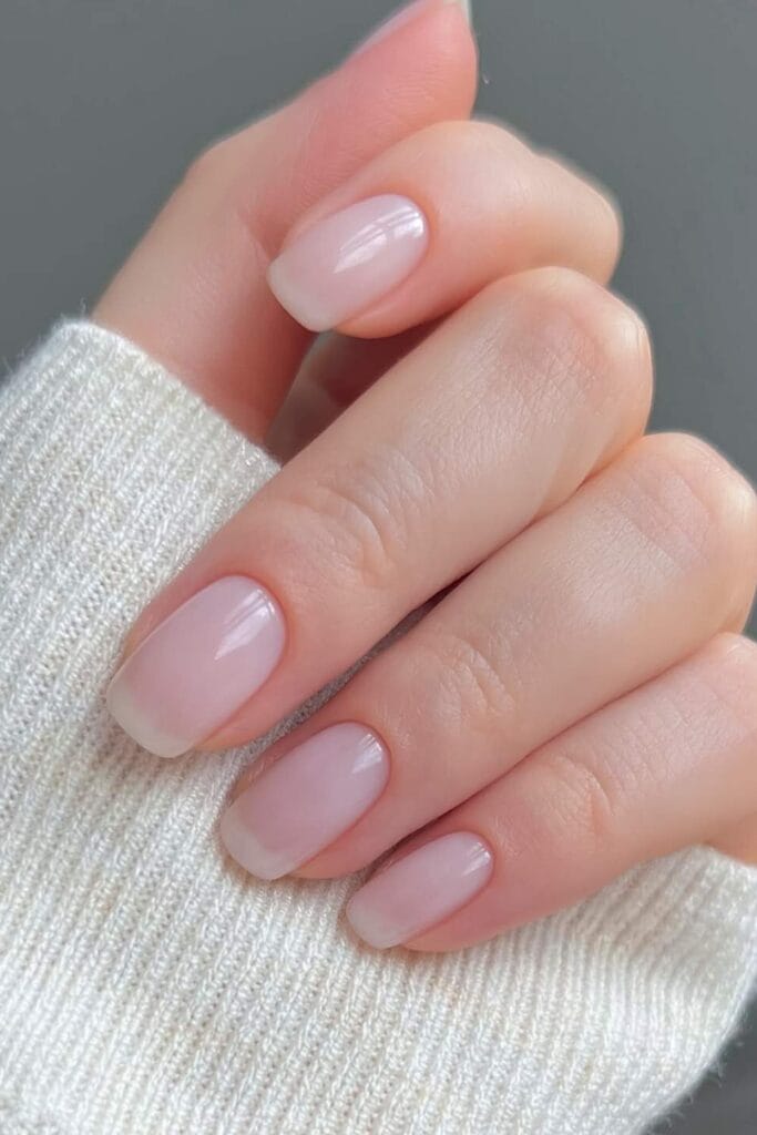 Short milky French manicure
