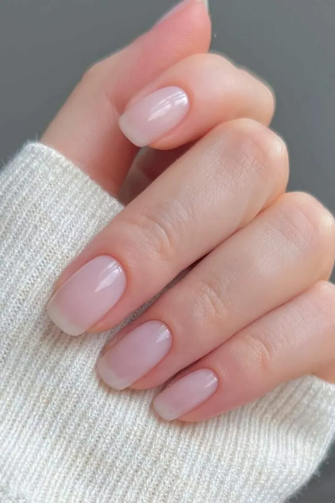 Short milky French manicure