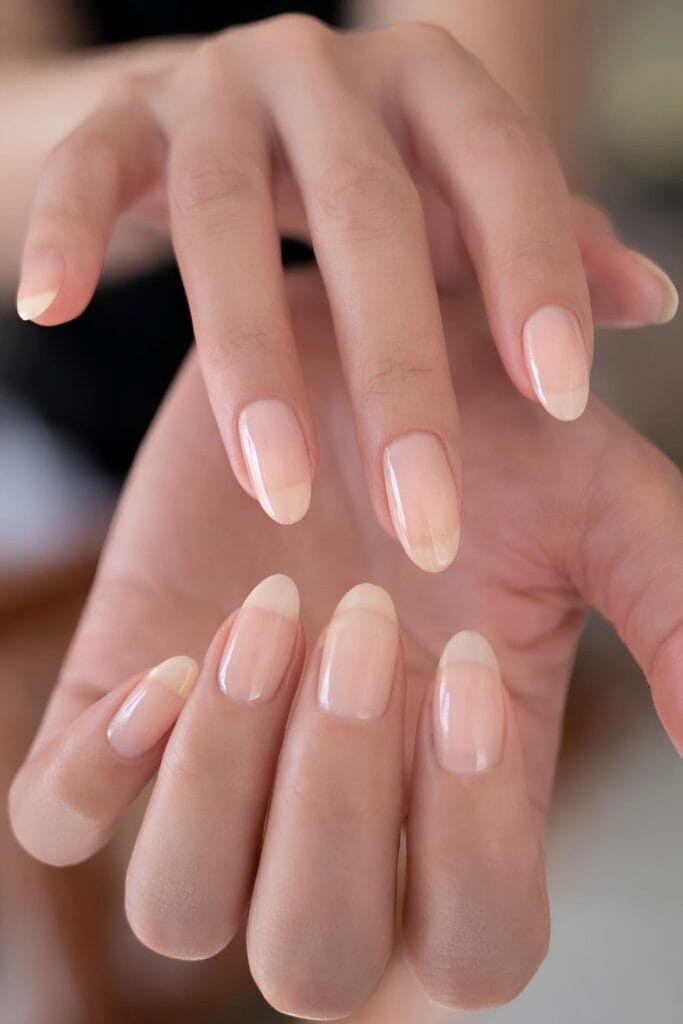Soft milky French tip nails