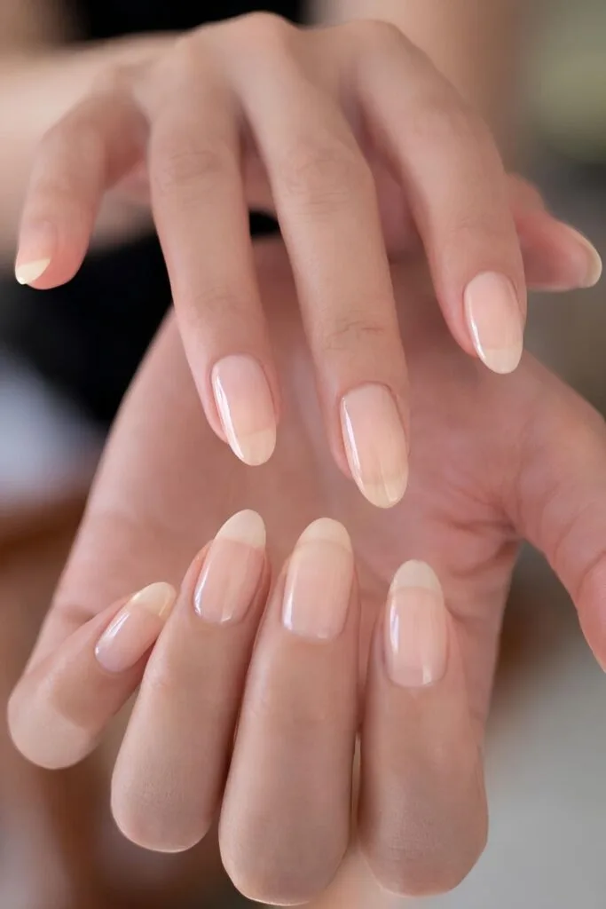 Soft milky French tip nails