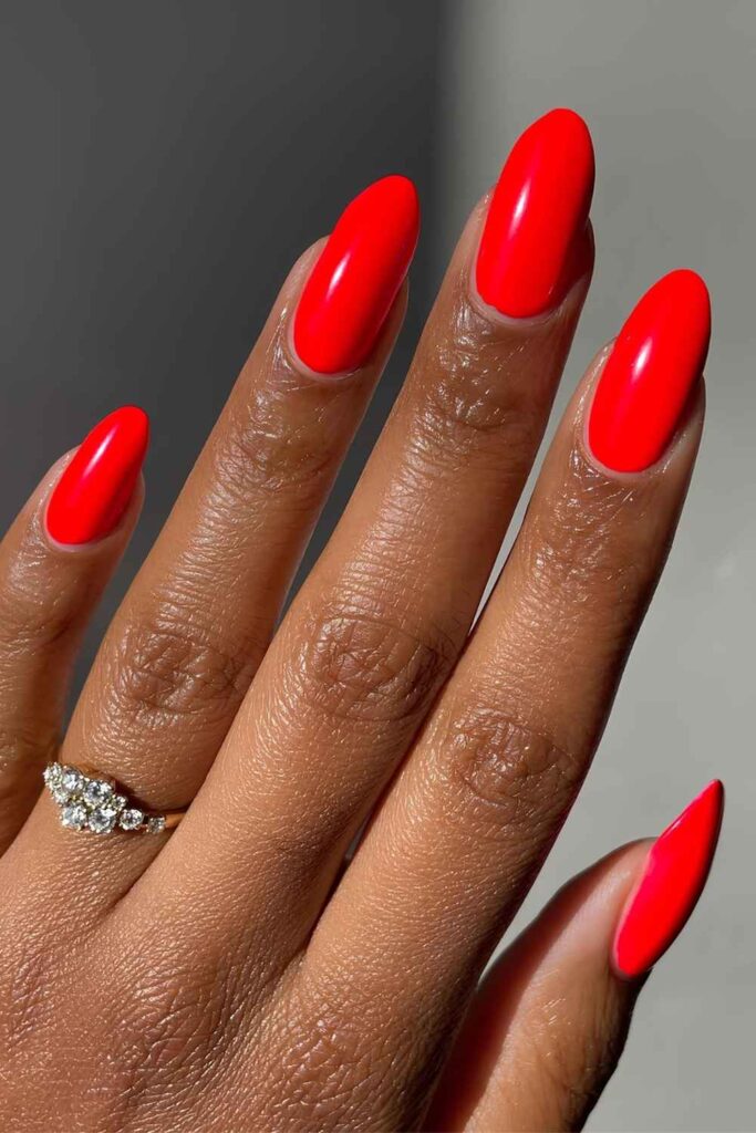 Bright red nails
