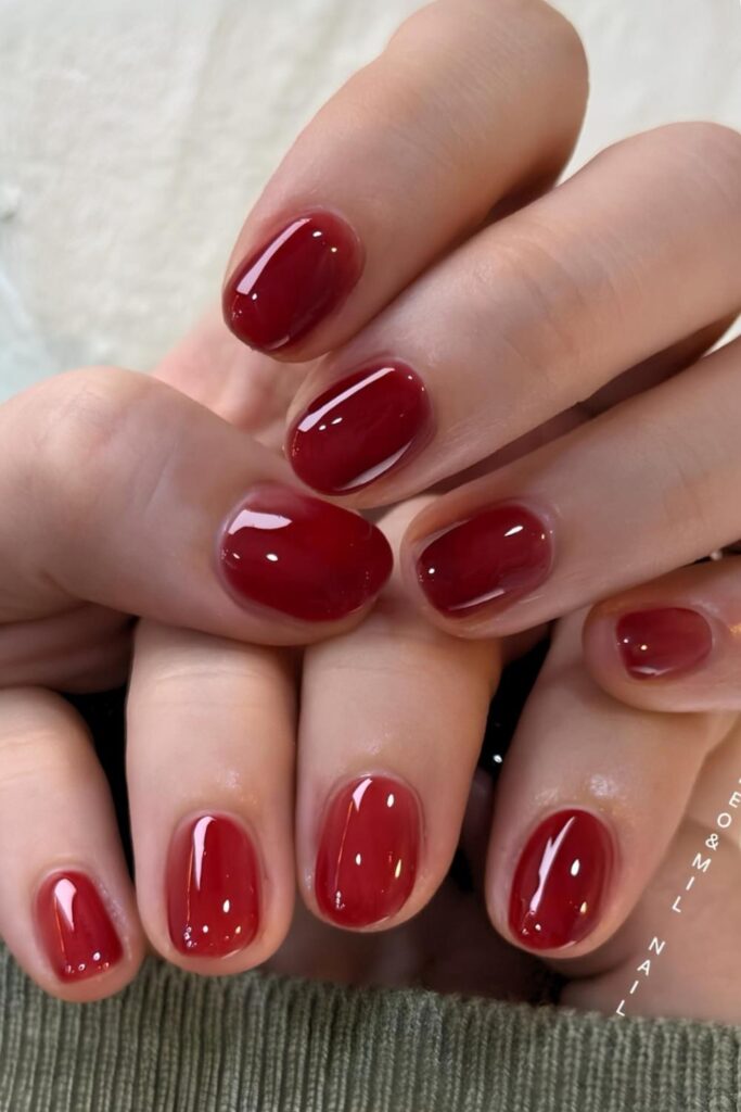 Cherry red jelly nails