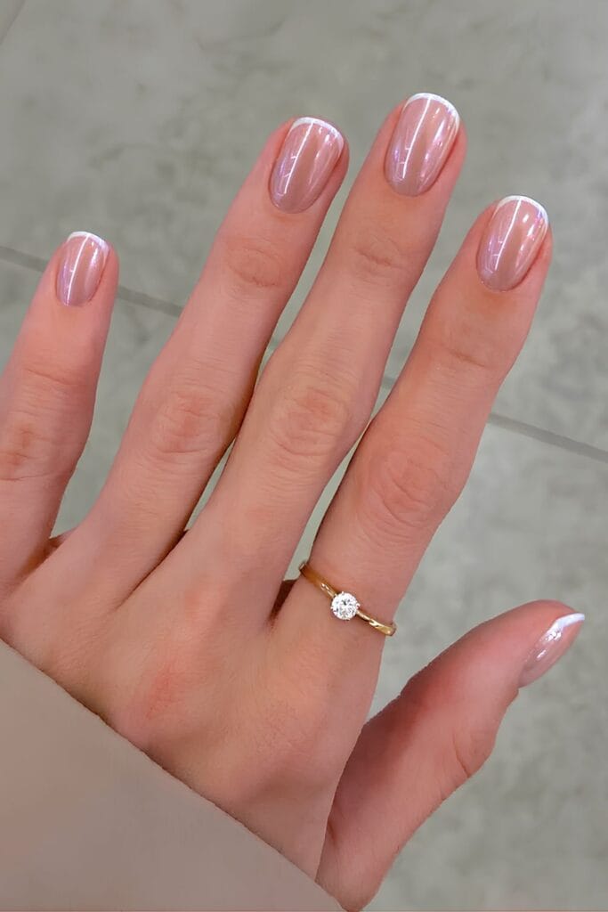 Chrome French tip nails