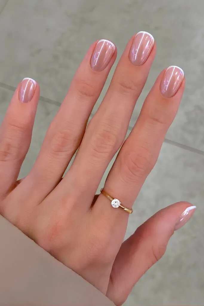 Chrome French tip nails