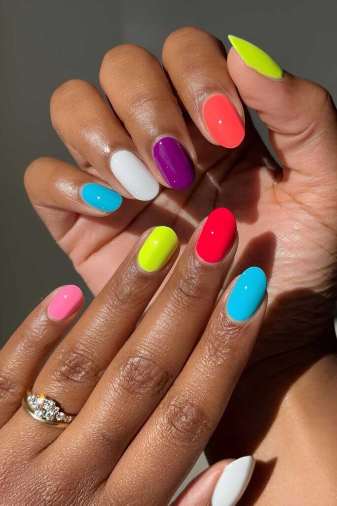 Colorful neon nails