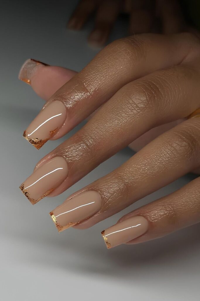 Gold foil French mani