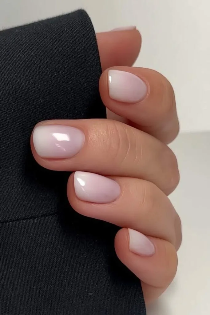 Milky white ombre nails