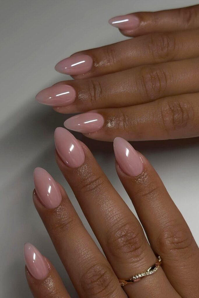 Pink chrome nails
