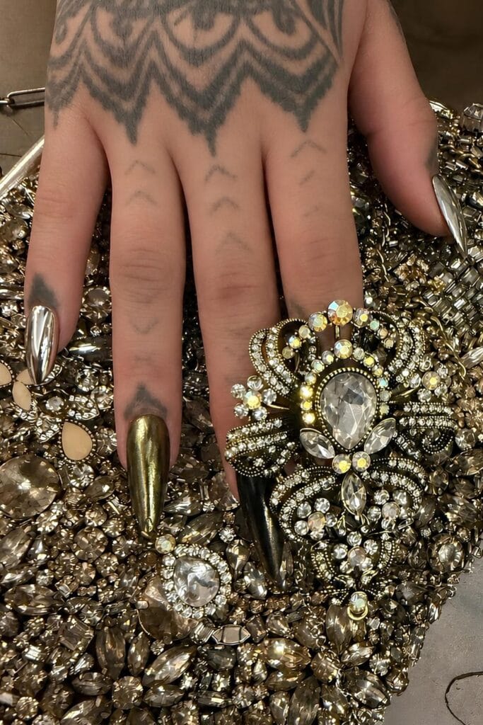 Rihanna’s chrome stiletto nails