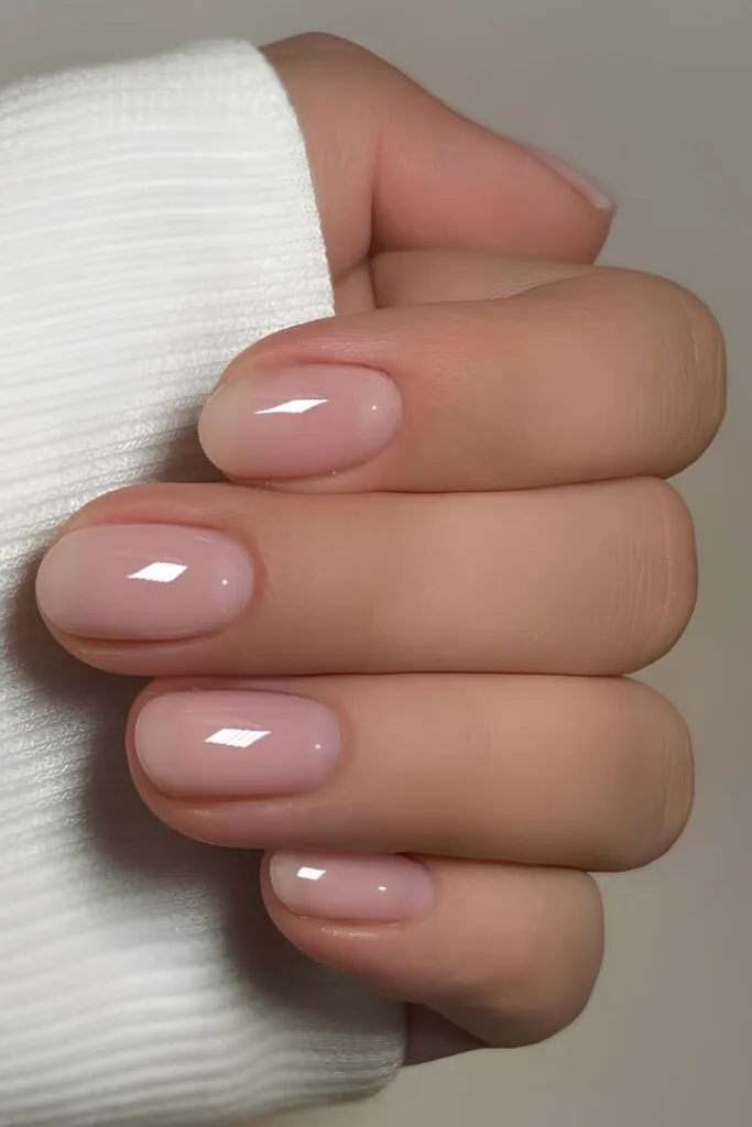 Sheer pink nails