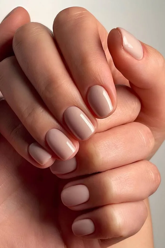 Short beige nails