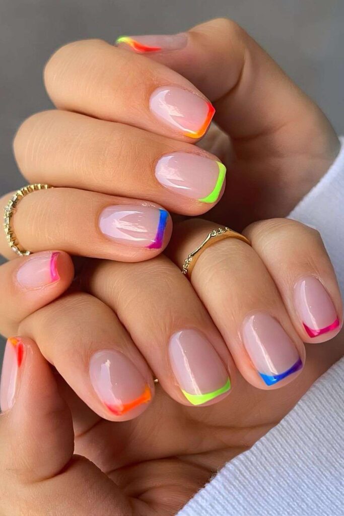 Colorful ombre French nails