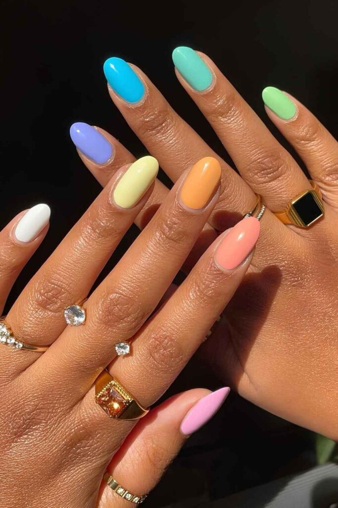 Colorful pastel nails