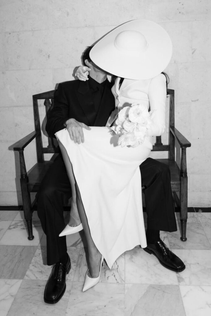 Dua Lipa and Callum Turner after their London civil wedding