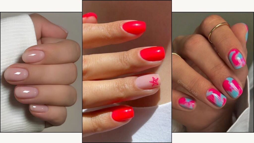 A collage of July nail designs