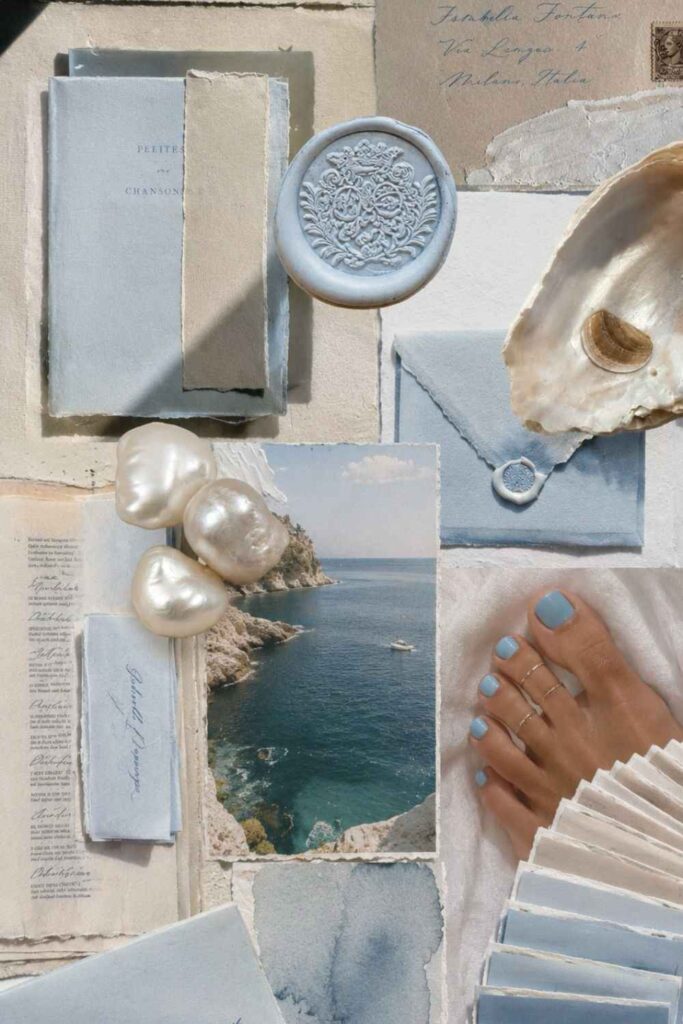 Light blue mood board