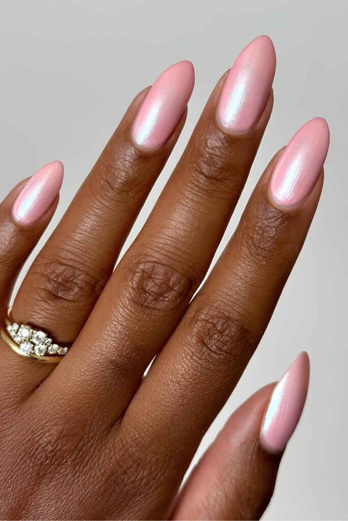 Light pink nails with shimmer