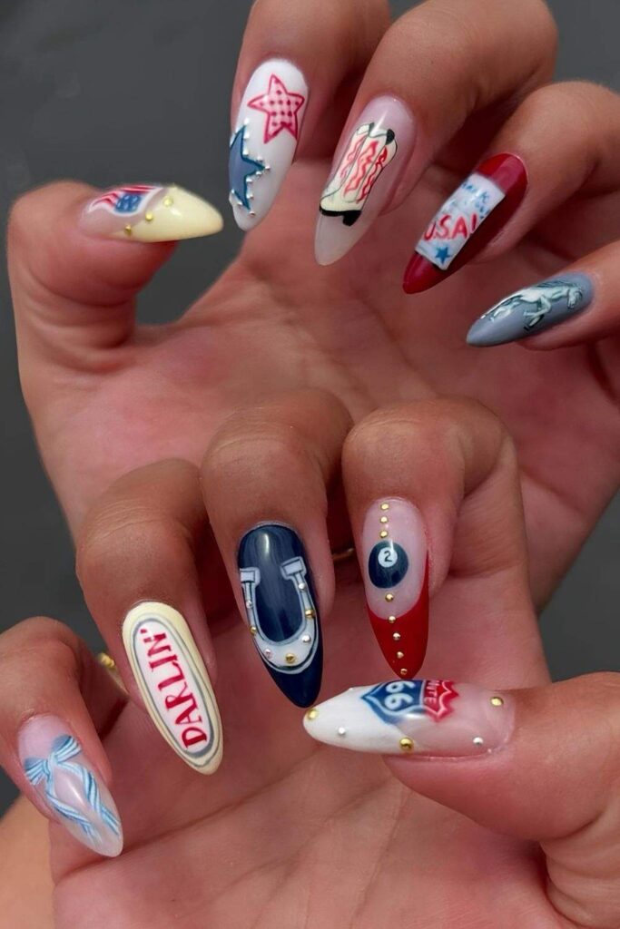 Patriotic mismatched mani