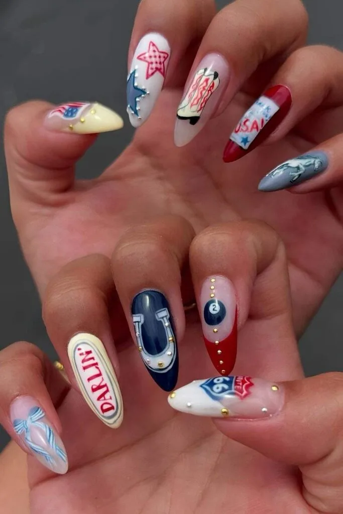 Patriotic mismatched mani