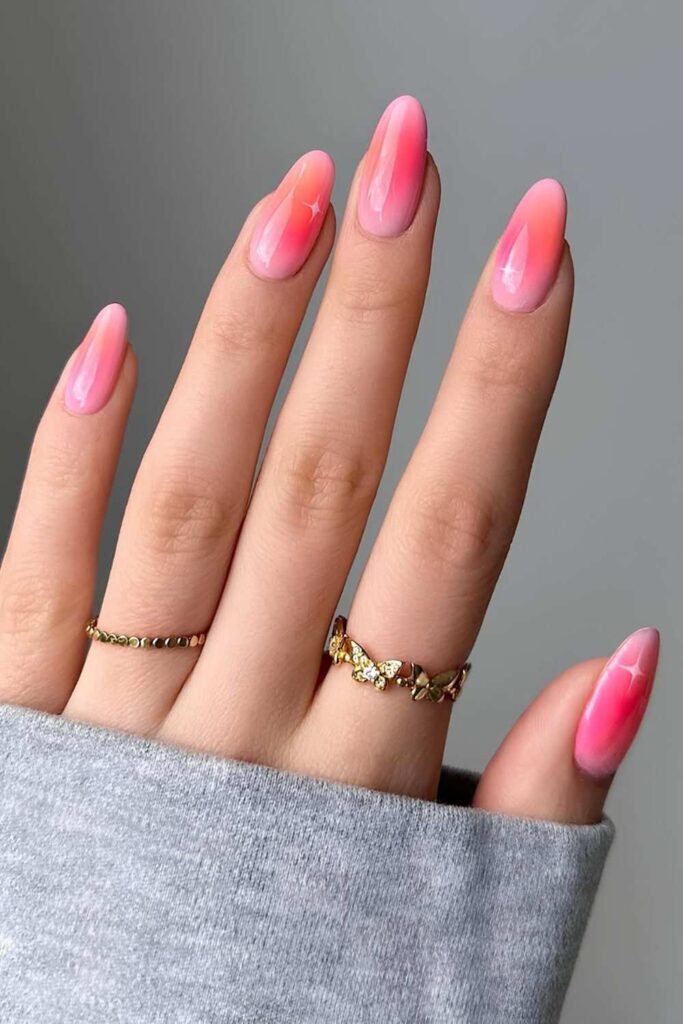 Pink and orange aura mani