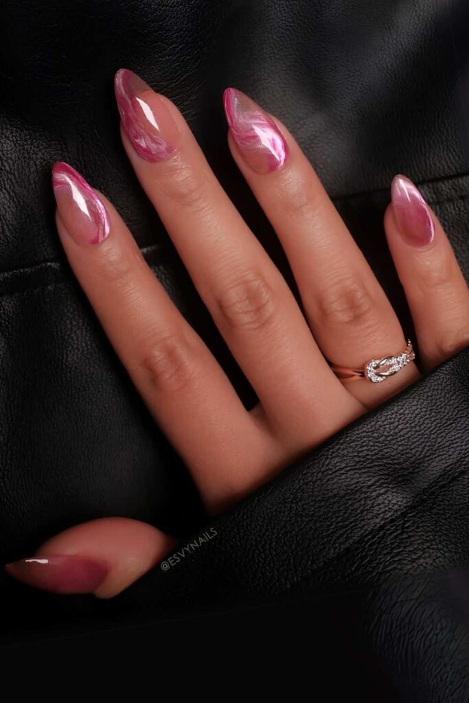 Pink marble nails