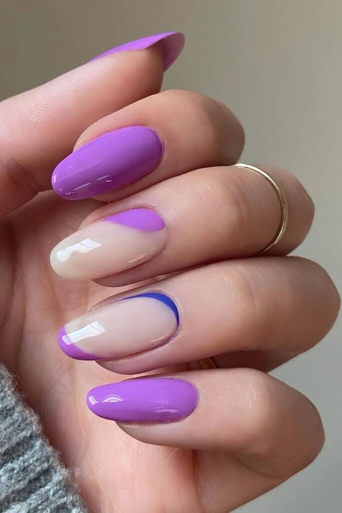 Purple nails with reversed accent