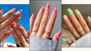 A collage of summer nail designs