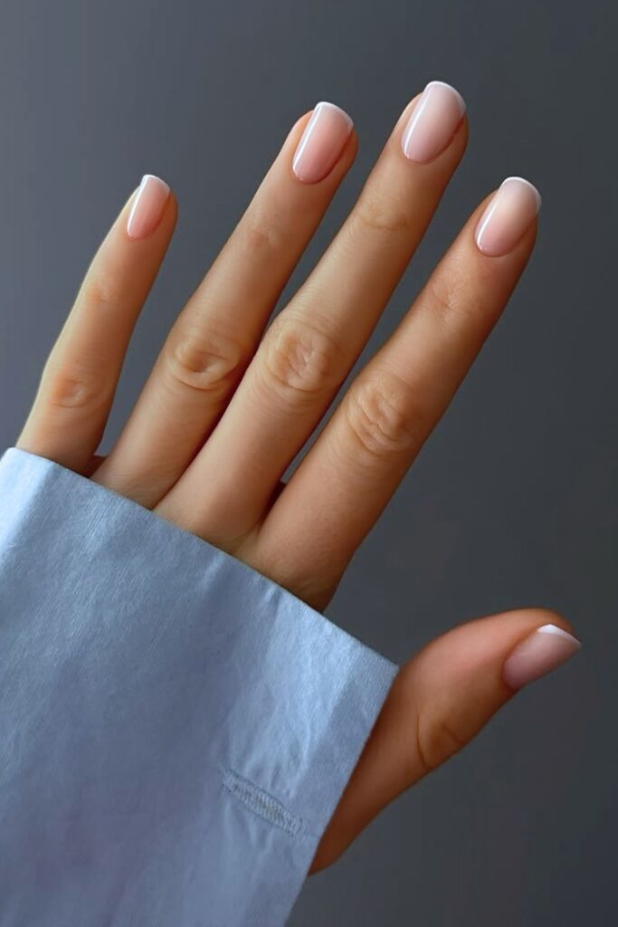 White micro French nails