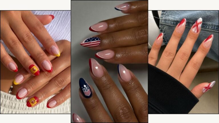A collage of World Cup nail designs