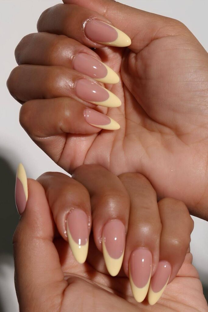 Butter yellow French nails
