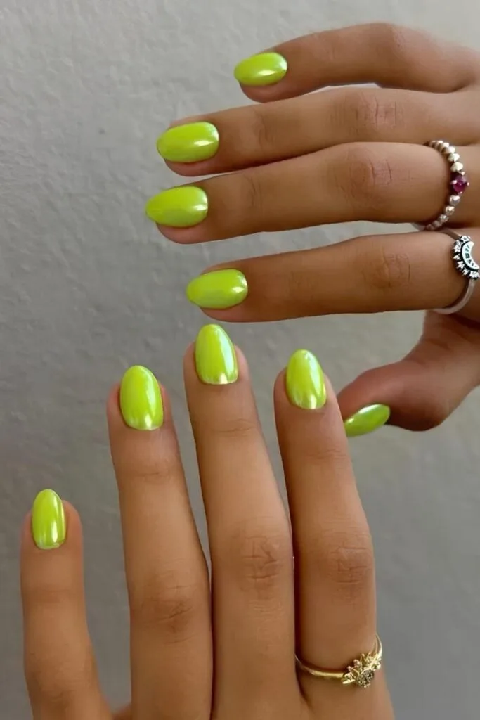 Neon green lime nails