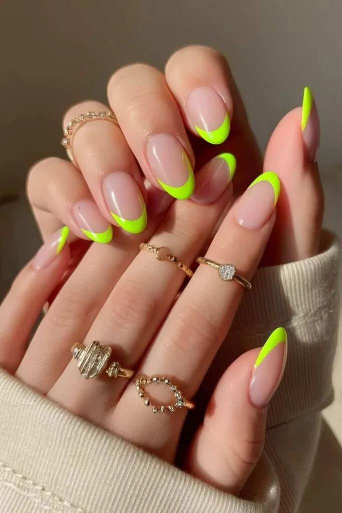 Neon yellow French nails