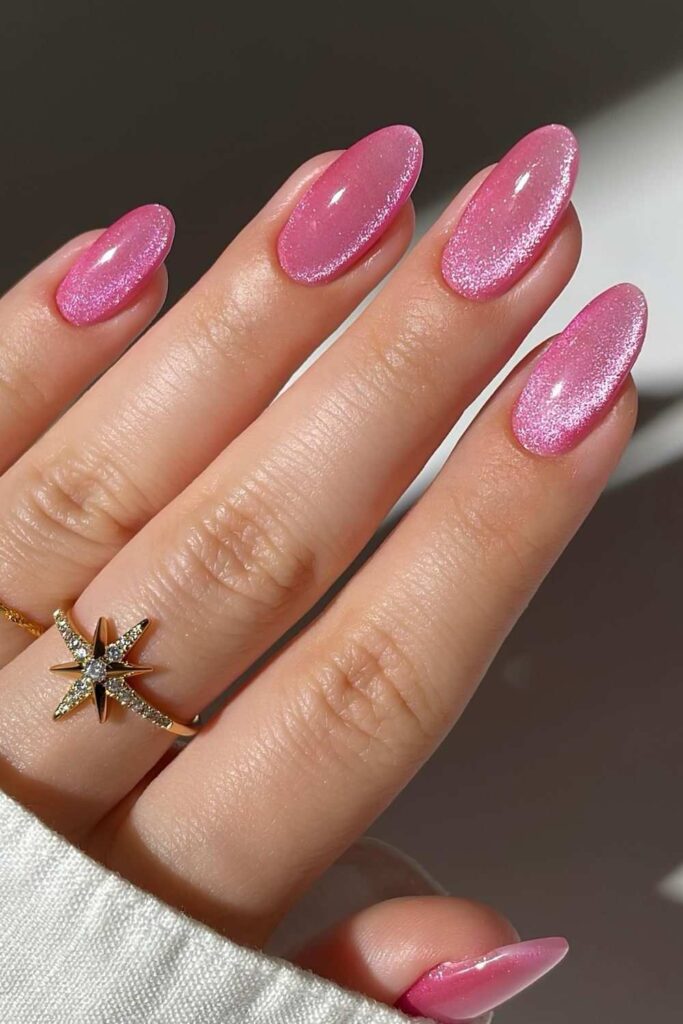 Pink velvet nails