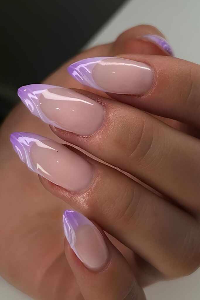 Purple textured French nails