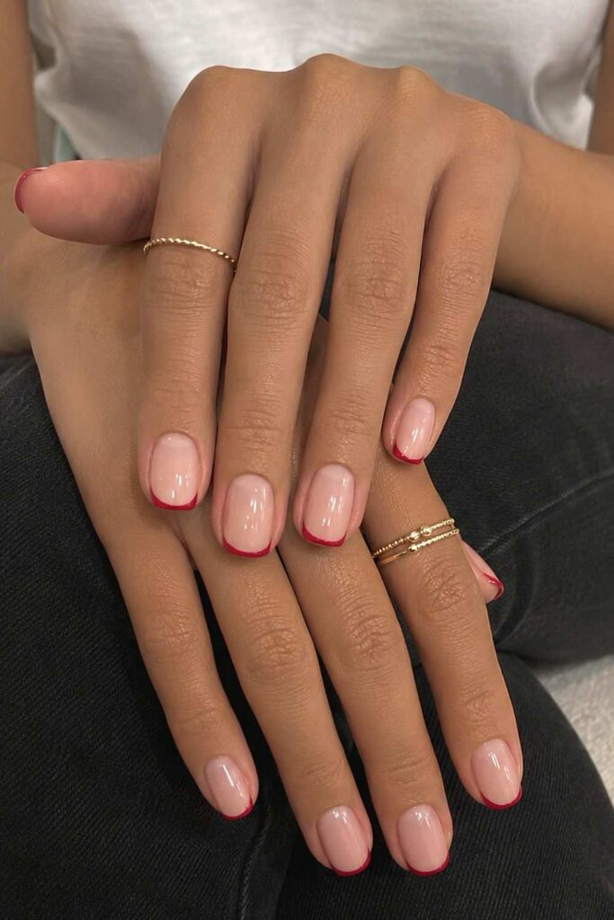 Red micro French nails