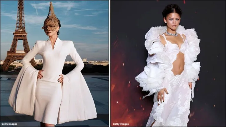A collage of Zendaya's The Odyssey outfits