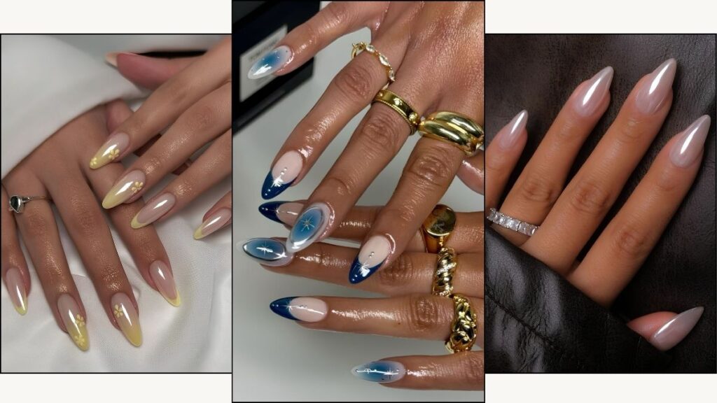 A collage of August nail ideas