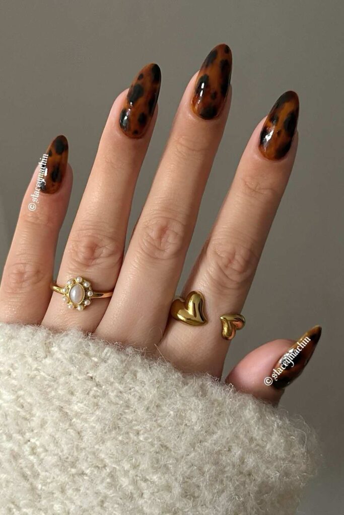 Black and brown tortoiseshell nails