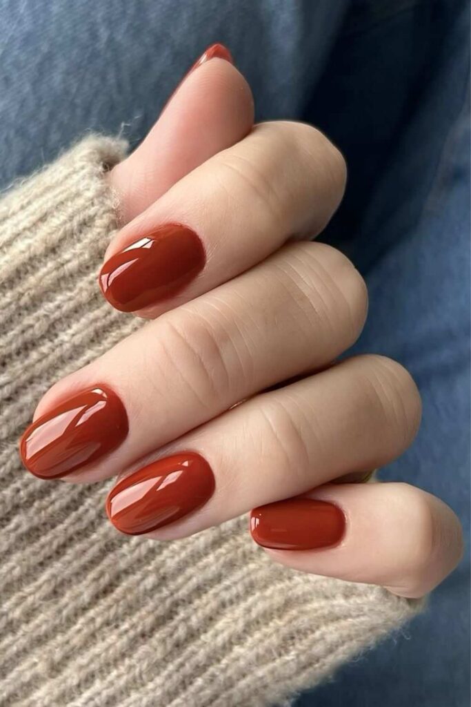Brick red nails