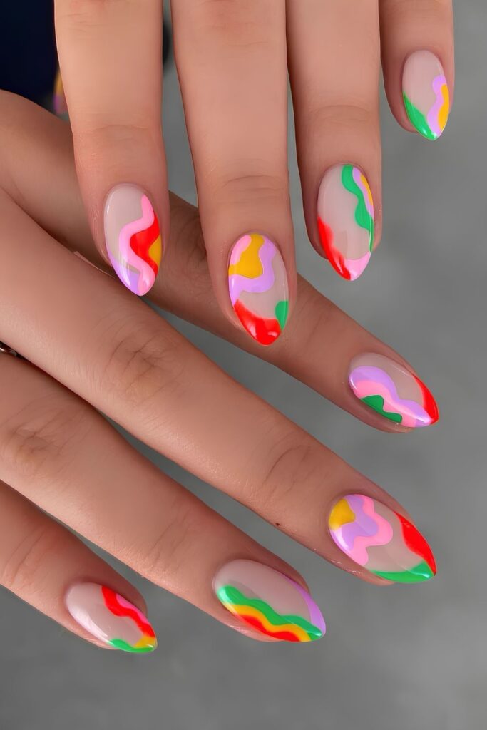 Colorful swirly nails