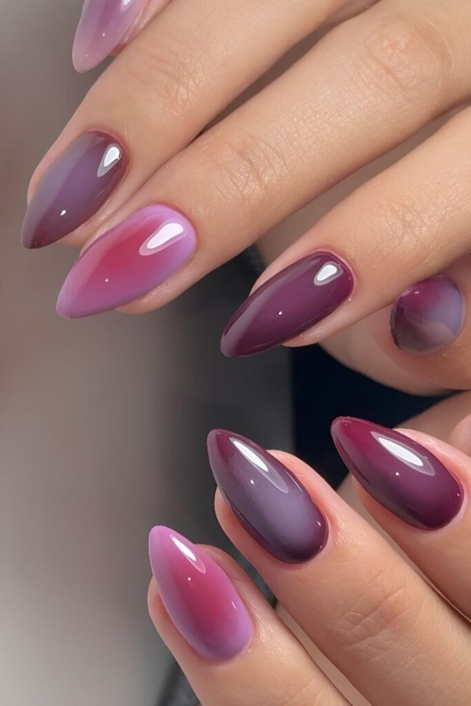 Deep purple aura nails