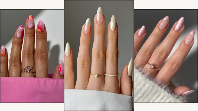A collage of end of summer nail ideas