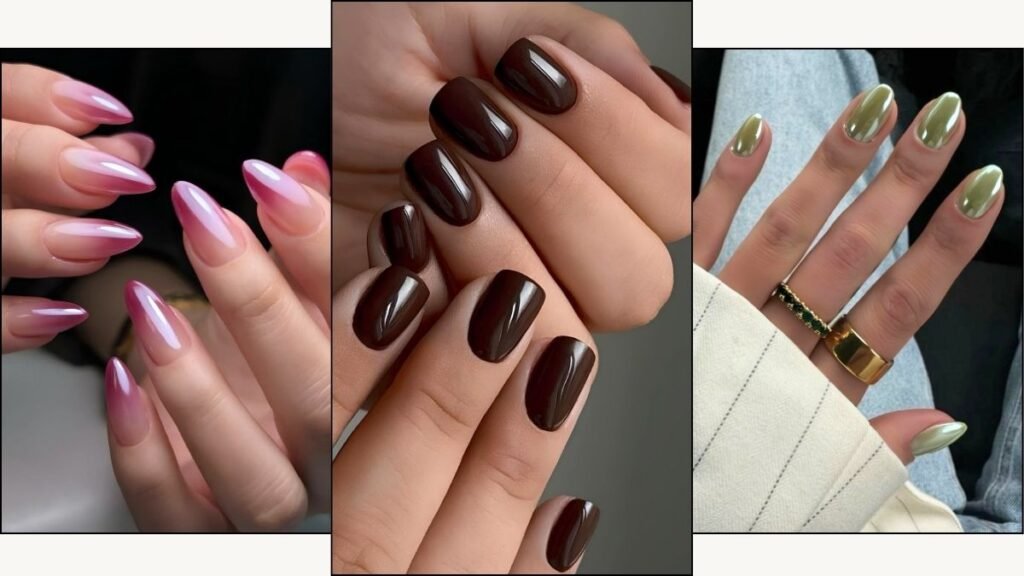 A collage of Fall nail colors